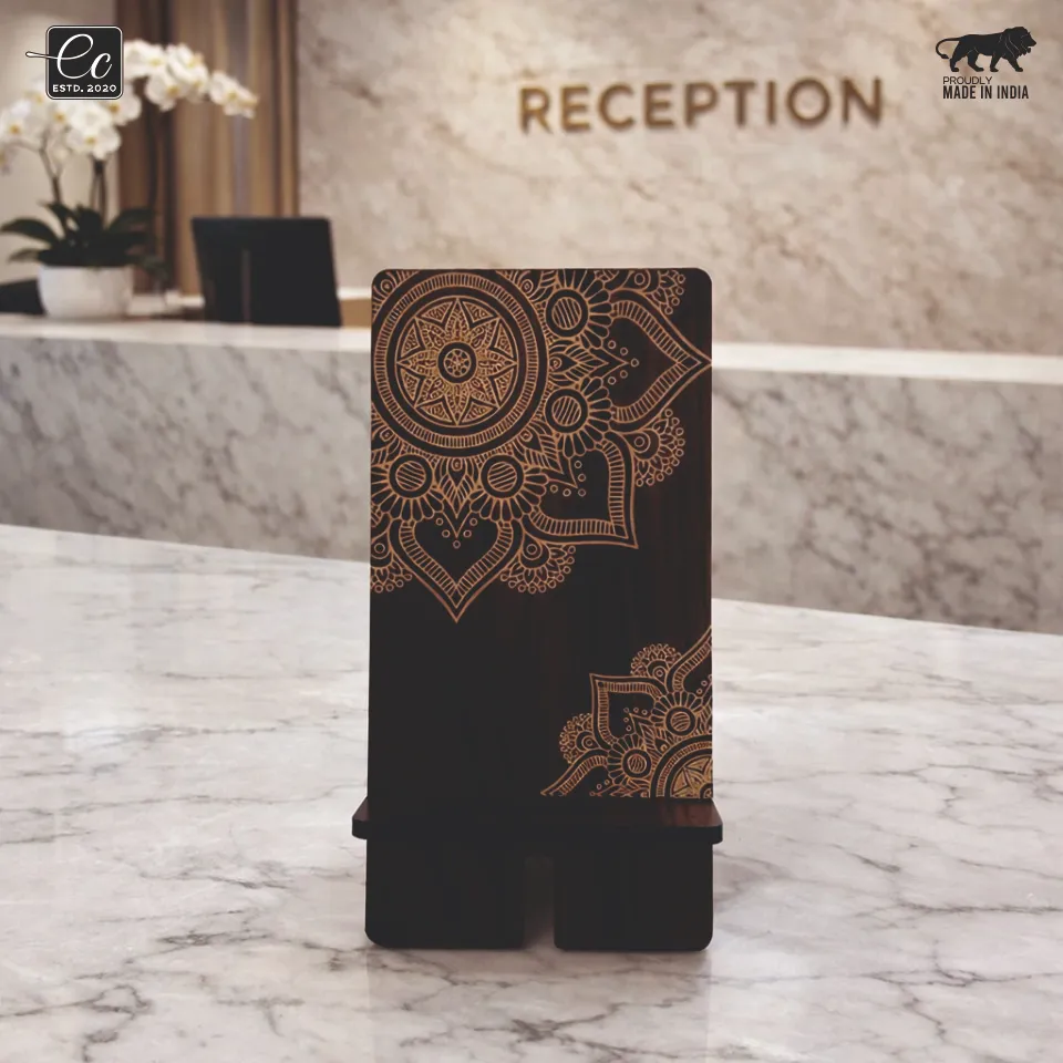 Premium MDF Wooden Mobile Stand with Mandala Design